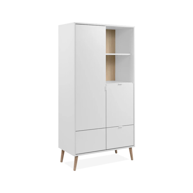 CaliCosy Dressoir met 2 deuren, 2 niches, 1 lade in wit en eiken decor h155 cm klint 3416577 large