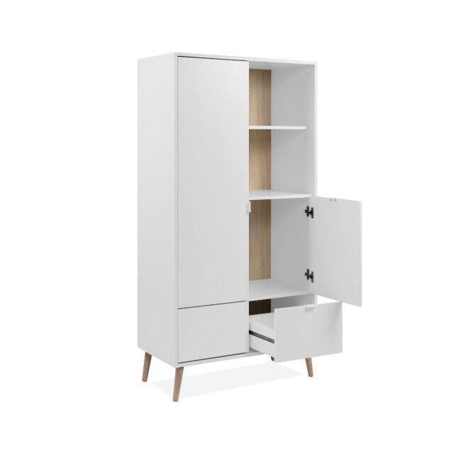 CaliCosy Dressoir met 2 deuren, 2 niches, 1 lade in wit en eiken decor h155 cm klint 3416577 large