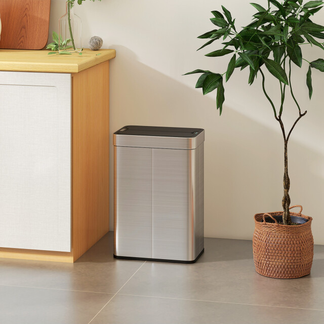 4goodz Sensorprullenbak met vlinder-deksel 55 l capaciteit kleurig rvs 3417082 large