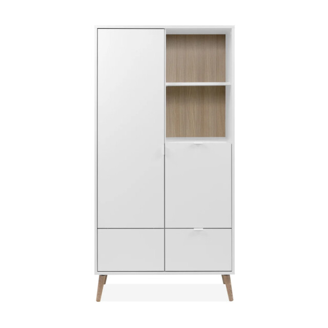 CaliCosy Dressoir met 2 deuren, 2 niches, 1 lade in wit en eiken decor h155 cm klint 3416577 large