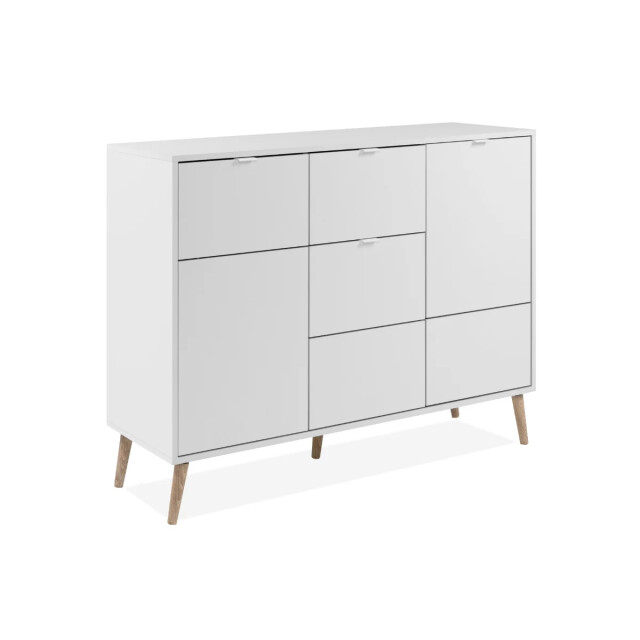 CaliCosy Dressoir met 4 deuren, 3 lades, decor wit en eik l115 cm klint 3416557 large