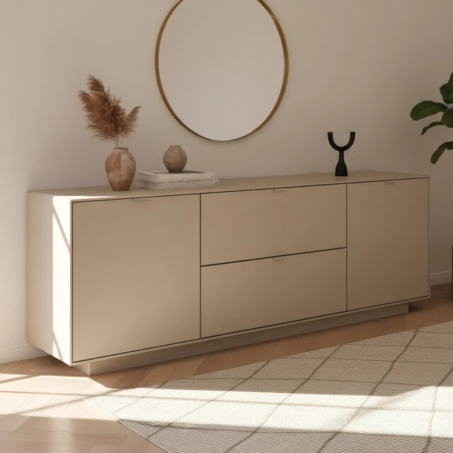 CaliCosy Tv-meubel met 2 deuren, 2 opklapbare kleppen, decor zand l185 cm vika 3416556 large