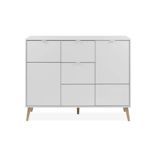 CaliCosy Dressoir met 4 deuren, 3 lades, decor wit en eik l115 cm klint 3416557 large