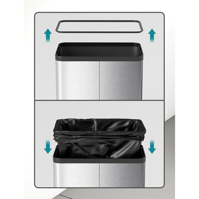 4goodz Sensorprullenbak met vlinder-deksel 55 l capaciteit kleurig rvs 3417082 large