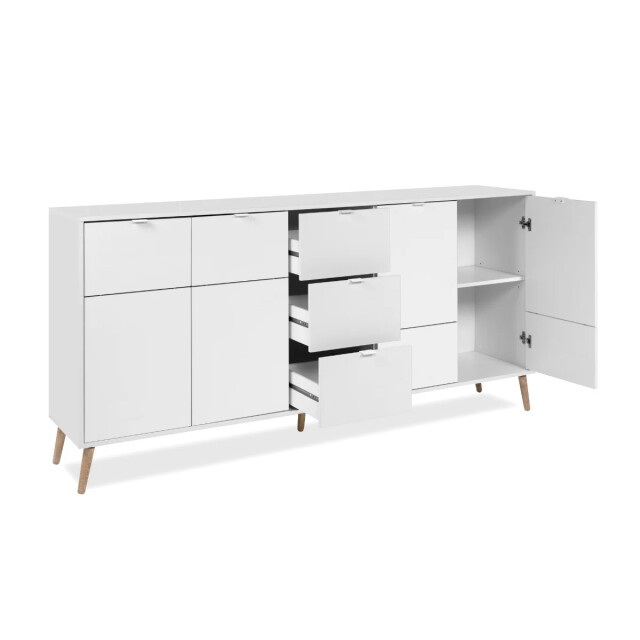 CaliCosy Dressoir met 4 deuren, 3 lades, decor in wit en eiken, l190 cm klint 3416568 large