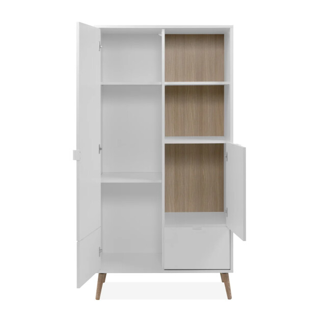 CaliCosy Dressoir met 2 deuren, 2 niches, 1 lade in wit en eiken decor h155 cm klint 3416577 large