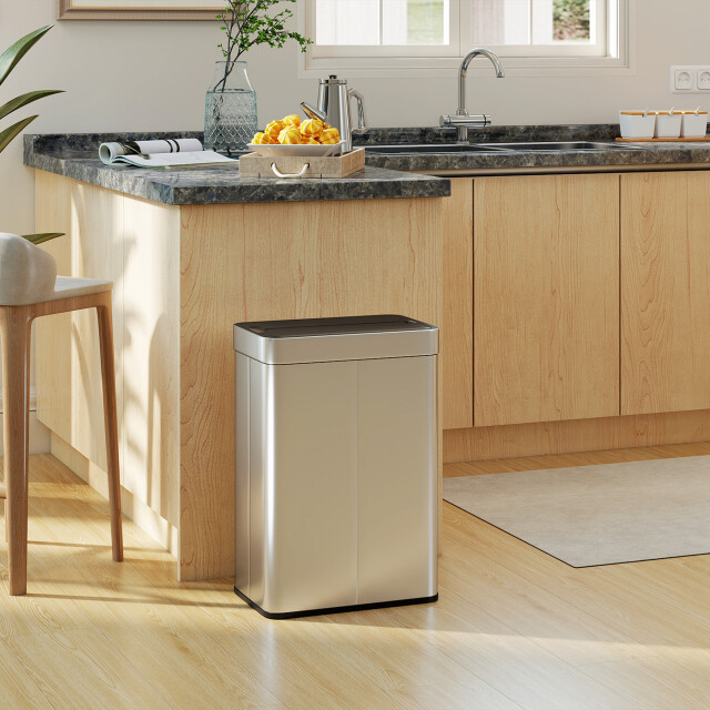 4goodz Sensorprullenbak met vlinder-deksel 55 l capaciteit kleurig rvs 3417082 large