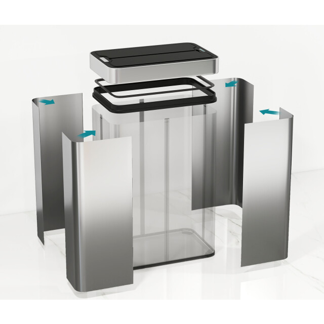 4goodz Sensorprullenbak met vlinder-deksel 55 l capaciteit kleurig rvs 3417082 large