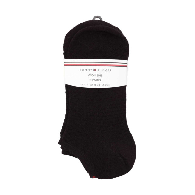 Tommy Hilfiger Dames effen enkelsokken met textuur (set van 2) UTNA697_black large