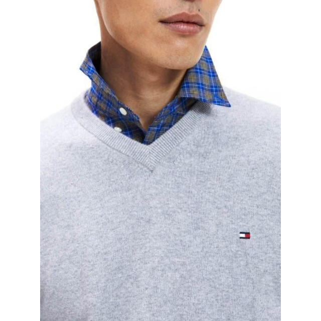 Tommy Hilfiger Heren sweater top katoenmix v hals UTNA544_grey large