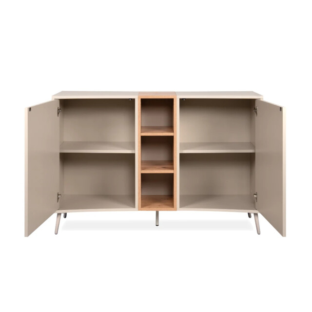 CaliCosy Dressoir met 2 deuren, 3 niches in decor zand en eiken, ambachtelijk l135 cm 3418169 large