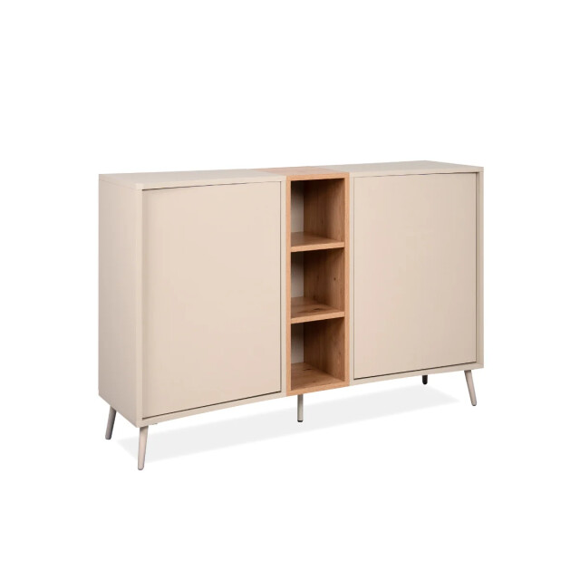 CaliCosy Dressoir met 2 deuren, 3 niches in decor zand en eiken, ambachtelijk l135 cm 3418169 large