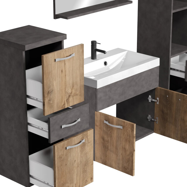 Badplaats Badkamermeubel set alba 60 x 35 cm donker grijs met kastanje - 3418177 large