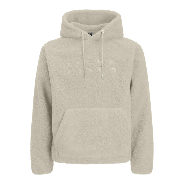 Jack & Jones Heren teddy hoodie jcoflare beige 12285678-Oatmeal JJ large