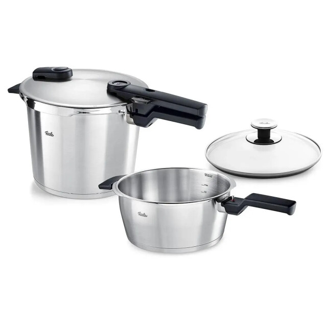Fissler Vitaquick premium snelkookpan-set 3.5l & 6l met stoominzet düdüklü tencere 4009209419701 large