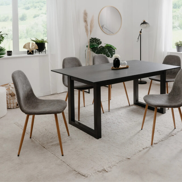 CaliCosy Set van 4 stoelen van grijze ribfluweel met houten poten l43 cm anya 3011531 large