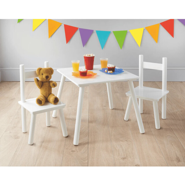 CaliCosy Perceel 1 tafel en 2 kinderstoelen van massief wit hout l50 cm kairo 3419568 large
