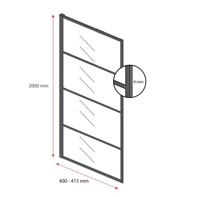 Badplaats Douchewand essos 40 x 200 cm zwart – inloopdouche 8 mm 3181180 large