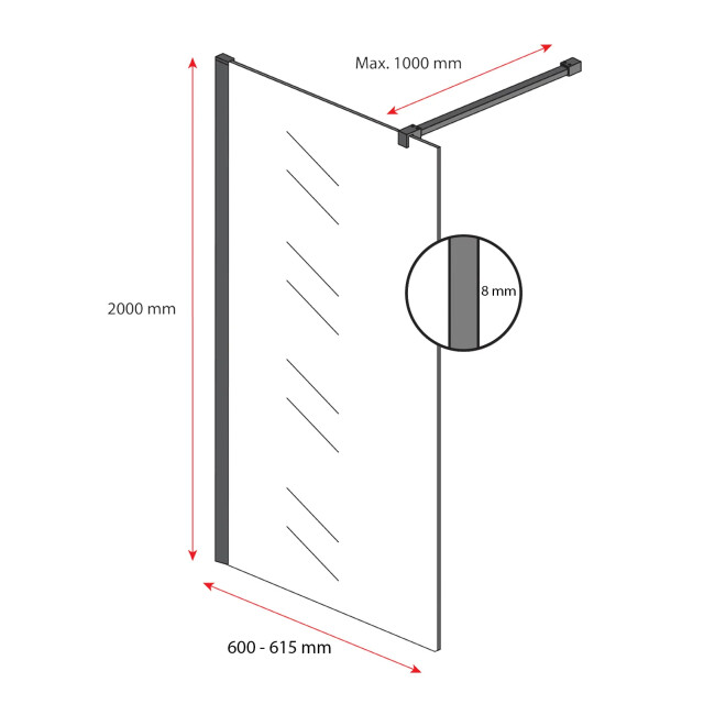 Badplaats Douchewand rizani 60 x 200 cm zwart – inloopdouche 8 mm 3181238 large