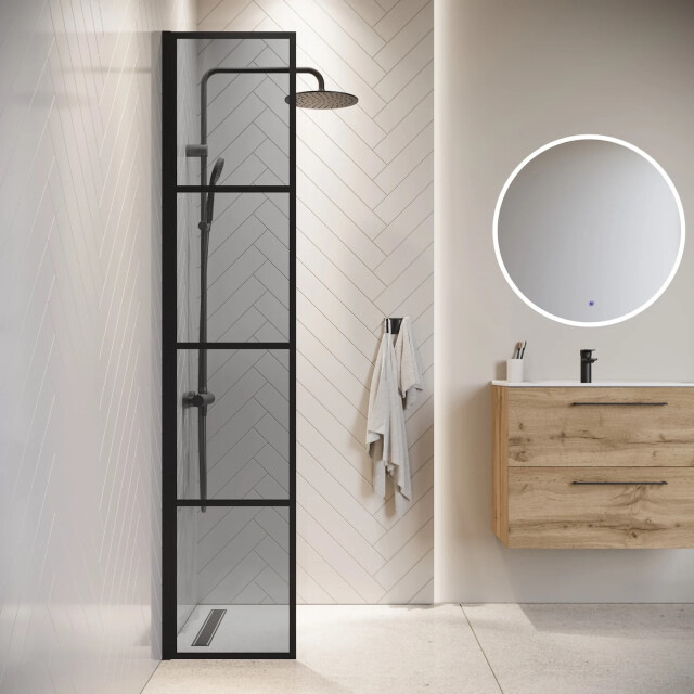 Badplaats Douchewand essos 40 x 200 cm zwart – inloopdouche 8 mm 3181180 large