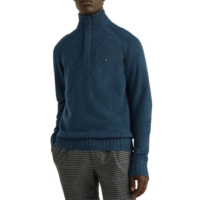 Tommy Hilfiger Heren half ritssluiting raglan sweater top UTNA536_teal large