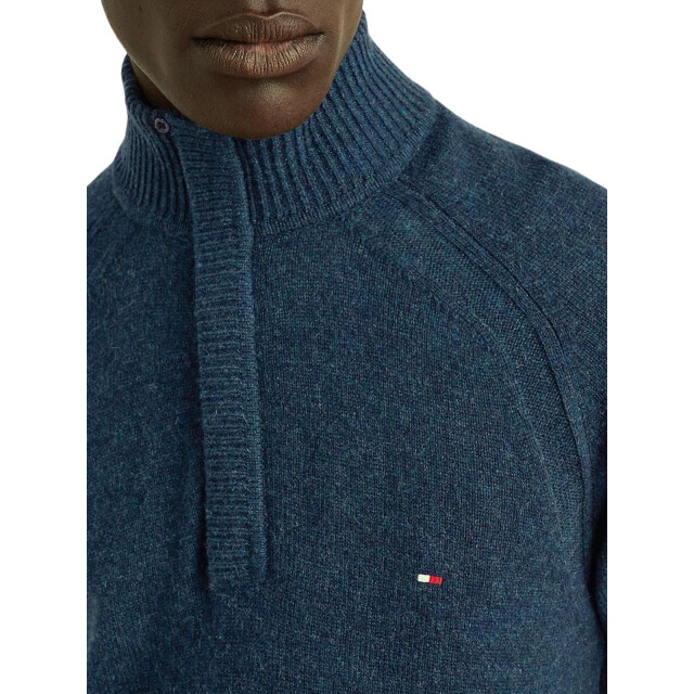 Tommy Hilfiger Heren half ritssluiting raglan sweater top UTNA536_teal large