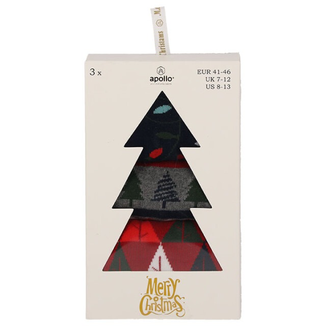 Apollo Heren kerstsokken giftbox 3-pack print 000120994004-ASS1-Comb large