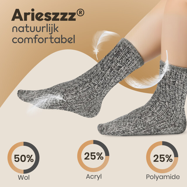 ARIESZZZ Norweger geitenwollen sokken 6 pack 50% wol extra warm & ademend anti-zweet unisex winter- & zomersokken Arieszzz Norweger Geitenwollen Sokken - 6 Pack  - 50% Wol - Extra Warm & Ademend - Anti-Zweet - Unisex Winter- & Zomersokken large