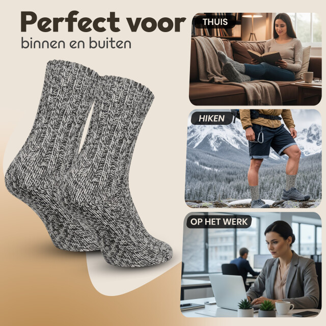 ARIESZZZ Norweger geitenwollen sokken 6 pack 50% wol extra warm & ademend anti-zweet unisex winter- & zomersokken Arieszzz Norweger Geitenwollen Sokken - 6 Pack  - 50% Wol - Extra Warm & Ademend - Anti-Zweet - Unisex Winter- & Zomersokken large