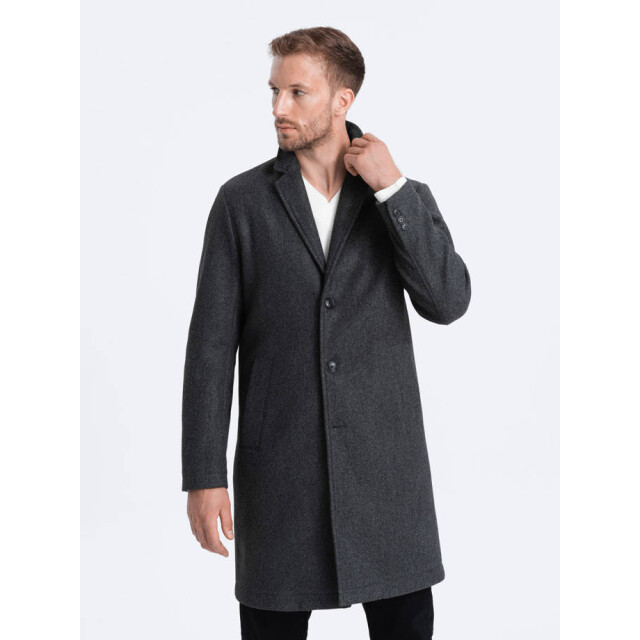 Ombre manteljas heren donkergrijs melange zachte stof italianstyle OM-COWC-0104-2 large