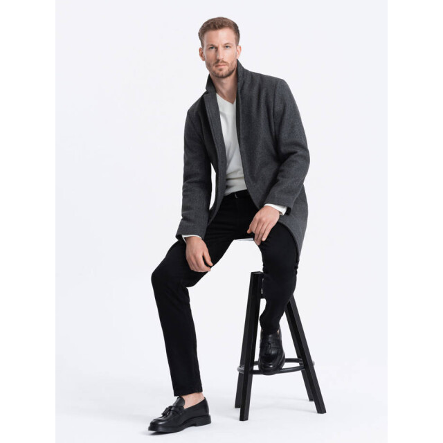 Ombre manteljas heren donkergrijs melange zachte stof italianstyle OM-COWC-0104-2 large