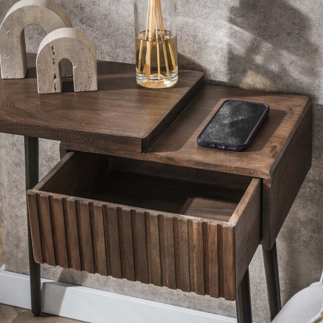 Hoyz nachtkastje carve 1 lade links massief acacia 3423793 large