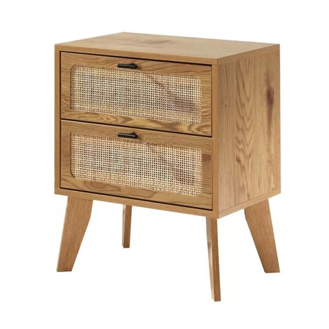 CaliCosy Nachtkastje met 2 lades, rotan fronten en decoratieve houten poten l45 cm alia 3034507 large