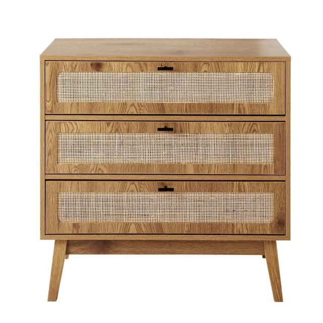 CaliCosy Commode met 3 lades, rotan fronten en houten poten, l80 cm alia 3245911 large