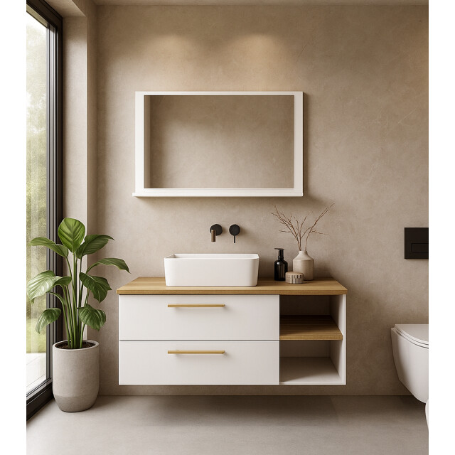 Badplaats Wastafelkast bravos 100 cm wit met badmeubel met 2 lades en 3208064 large