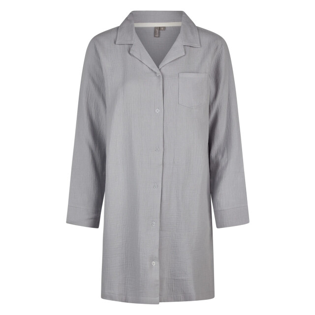 By Louise Dames nachthemd mousseline met knoopjes grijs/blauw BL-6016-02 large
