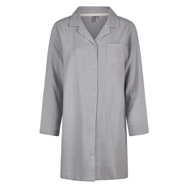 By Louise Dames nachthemd mousseline met knoopjes grijs/blauw BL-6016-02 large