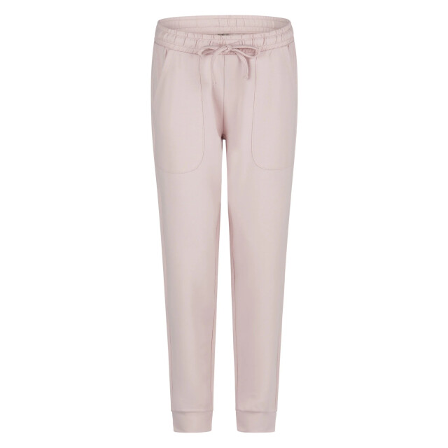 By Louise Dames lounge pyjama set lang sweatstof roze/wit gestreept BL-6032-02 large