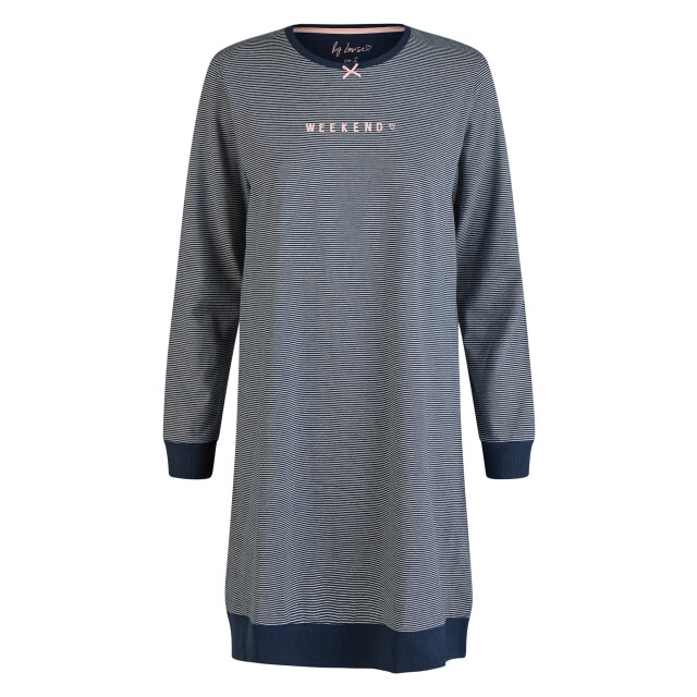 By Louise Dames nachthemd lange mouw donker gestreept BL-6026-02 large