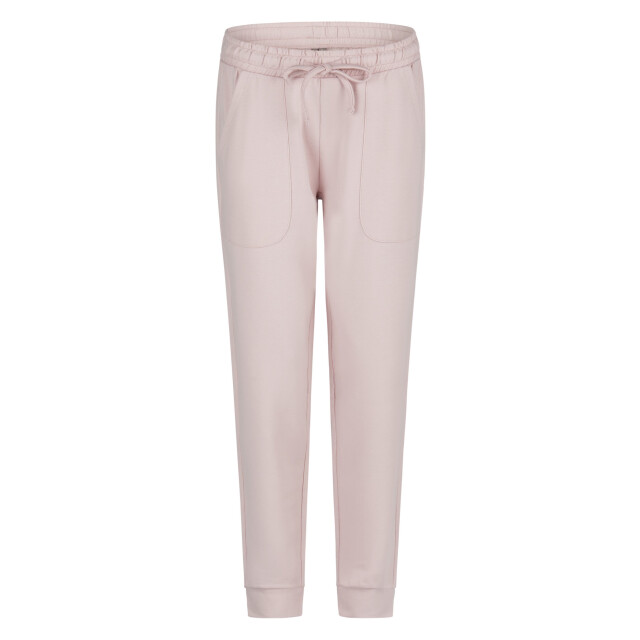 By Louise Dames lounge pyjama set lang sweatstof roze/wit gestreept BL-6032-02 large