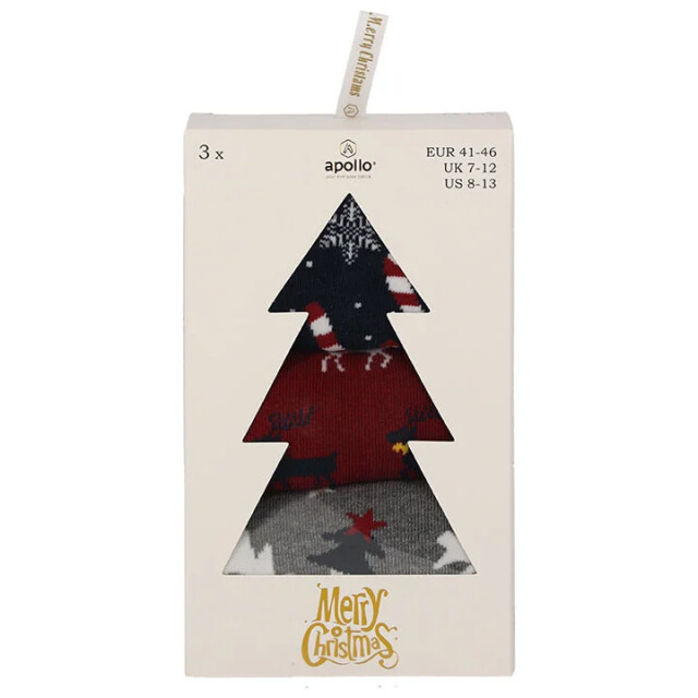 Apollo Heren kerstsokken giftbox 3-pack print 000120994004-ASS1-Comb large