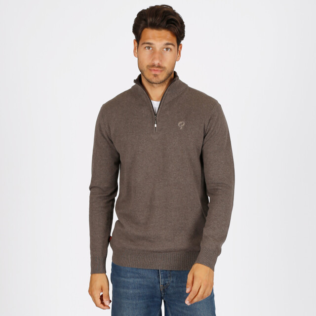 Q1905 Trui kralingen donker taupe melange QM2354423-839-1 large