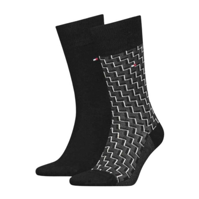 Tommy Hilfiger Zig zag sokken heren (set van 2) UTNA773_black large