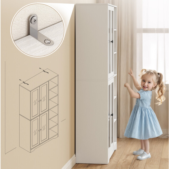 4goodz Keukenkast met glazen deuren en planken met open vakken 172 cm hoog 3425071 large