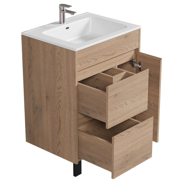 Badplaats Badkamermeubel set salzburg 60 cm kastanje staand badmeubel 3425020 large