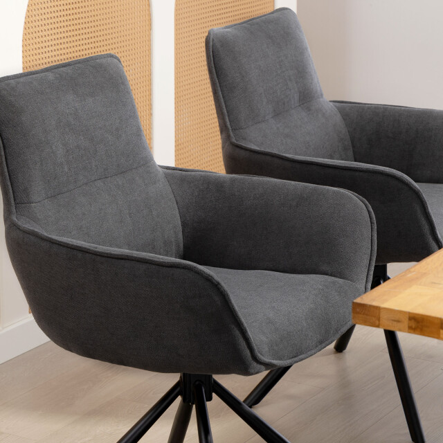 4goodz Set van 2 eetkamerstoelen draaibaar en zacht gewatteerd met 3426549 large