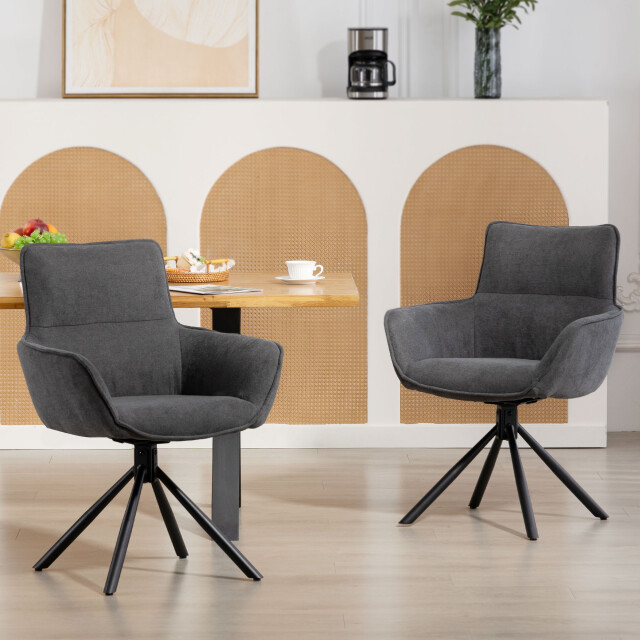 4goodz Set van 2 eetkamerstoelen draaibaar en zacht gewatteerd met 3426549 large