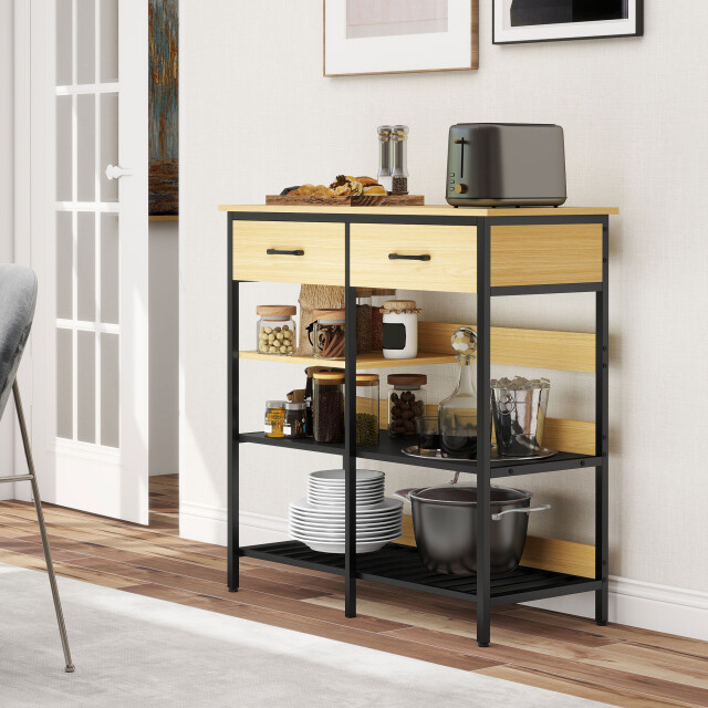 4goodz Keukenrek met 2 lades 3 open planken 90 x 40 x 91 cm - 3426556 large