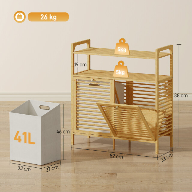 4goodz Bamboe wasmand 82 liter met 2 los kantelbare wasmanden - 3425148 large