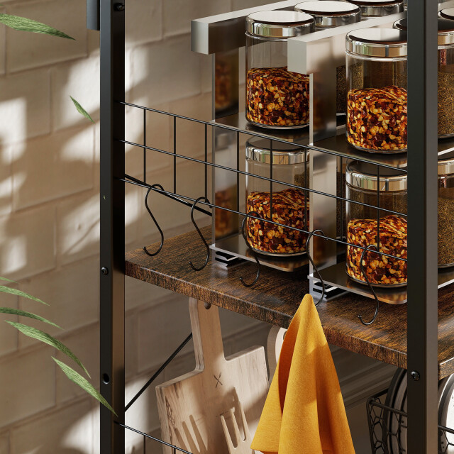 4goodz Keukenrek, staand rek met 2 stopcontacten, 5 s-haken, 5 planken, mand, 3426554 large